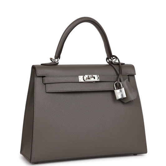 Hermes Kelly 25 Sellier Gris Meyer Epsom Palladium Hardware