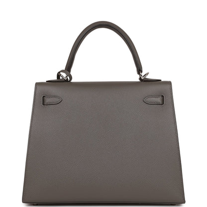 Hermes Kelly 25 Sellier Gris Meyer Epsom Palladium Hardware