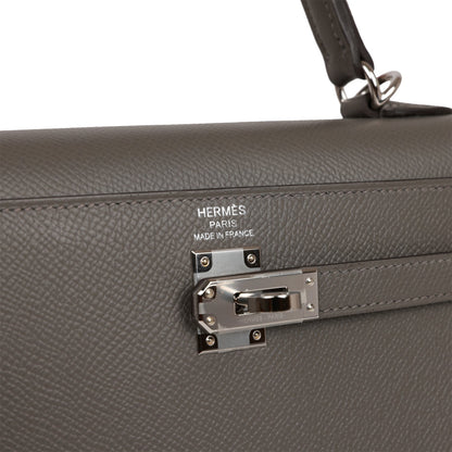 Hermes Kelly 25 Sellier Gris Meyer Epsom Palladium Hardware