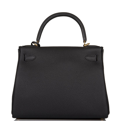 Hermes Kelly 28 Retourne Black Togo Gold Hardware