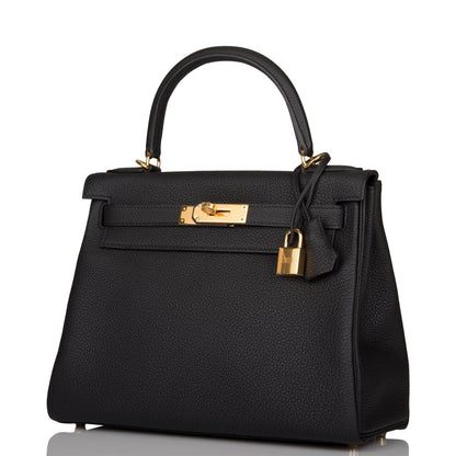 Hermes Kelly 28 Retourne Black Togo Gold Hardware