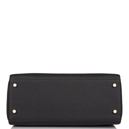 Hermes Kelly 28 Retourne Black Togo Gold Hardware