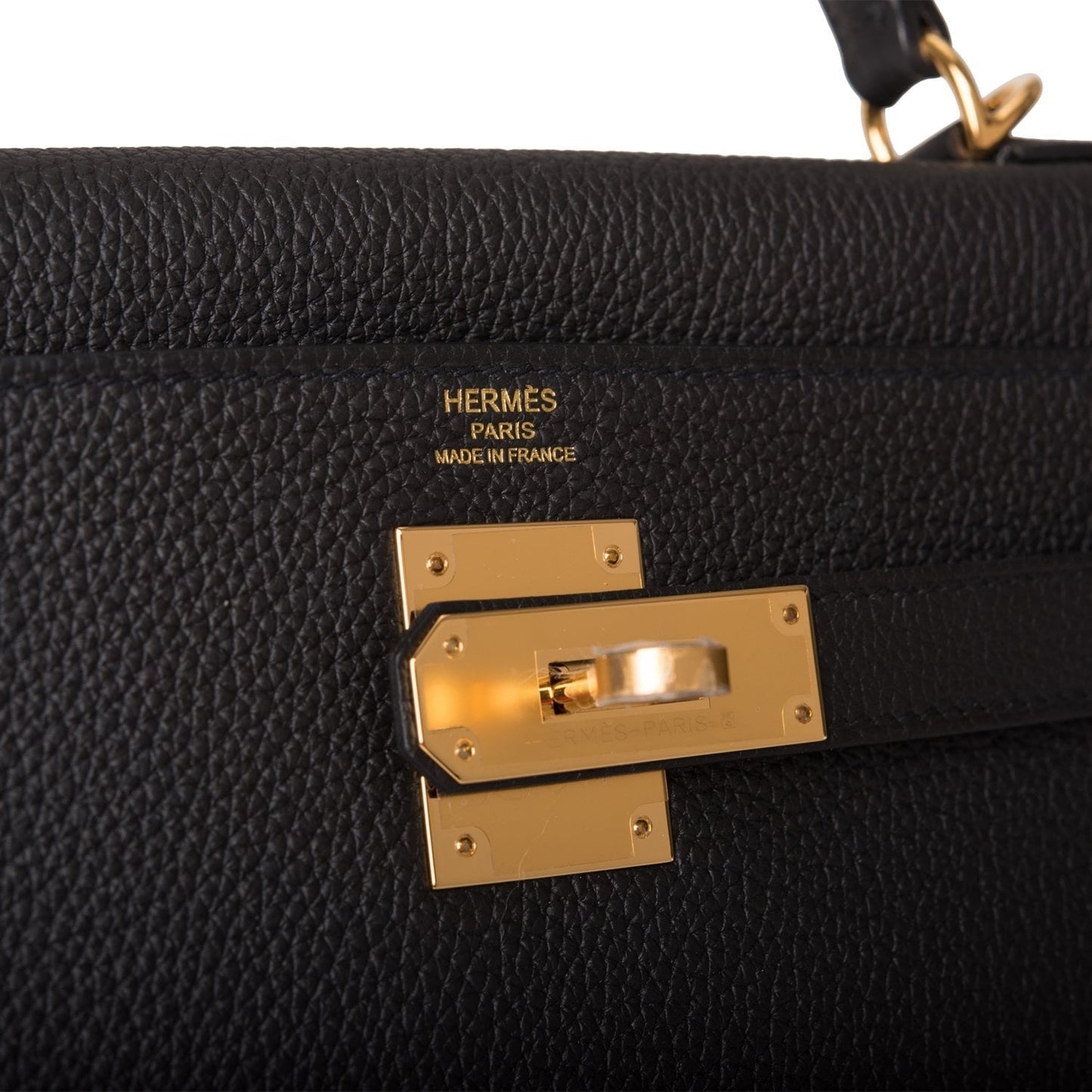 Hermes Kelly 28 Retourne Black Togo Gold Hardware