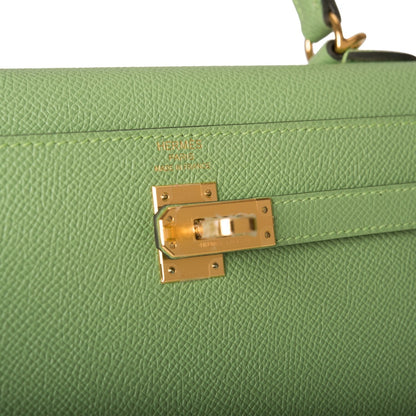 Hermes Kelly 25 Sellier Vert Criquet Epsom Gold Hardware
