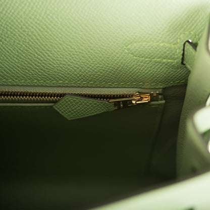 Hermes Kelly 25 Sellier Vert Criquet Epsom Gold Hardware