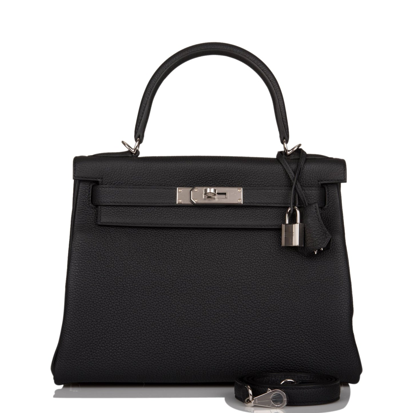 Hermes Kelly 28 Retourne Black Togo Palladium Hardware