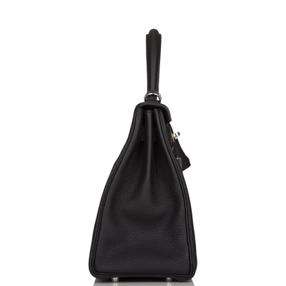 Hermes Kelly 28 Retourne Black Togo Palladium Hardware