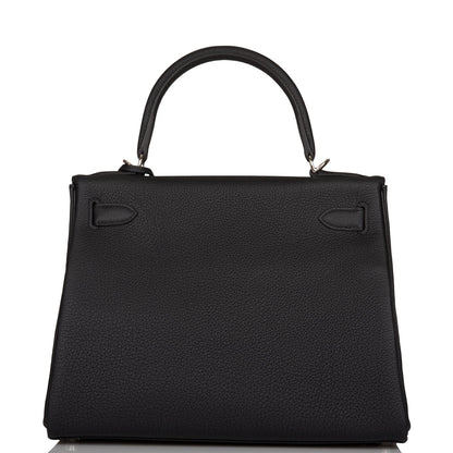 Hermes Kelly 28 Retourne Black Togo Palladium Hardware