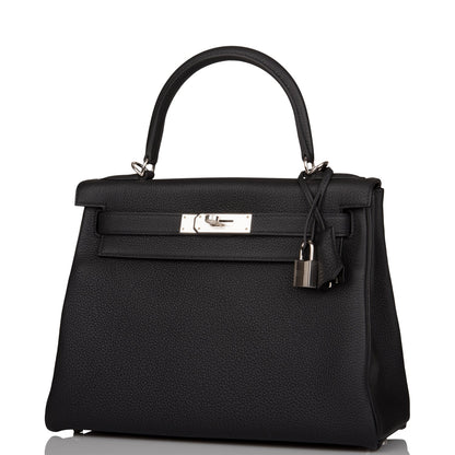 Hermes Kelly 28 Retourne Black Togo Palladium Hardware