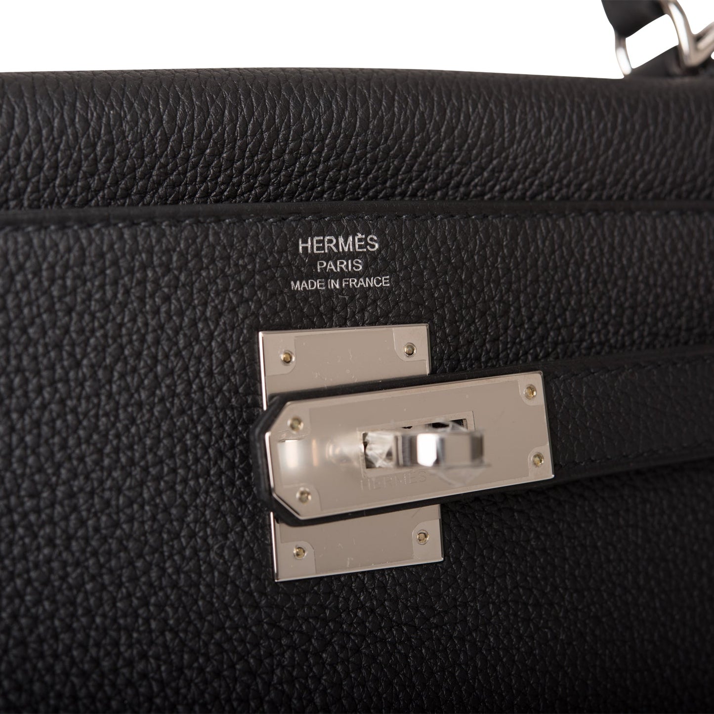 Hermes Kelly 28 Retourne Black Togo Palladium Hardware