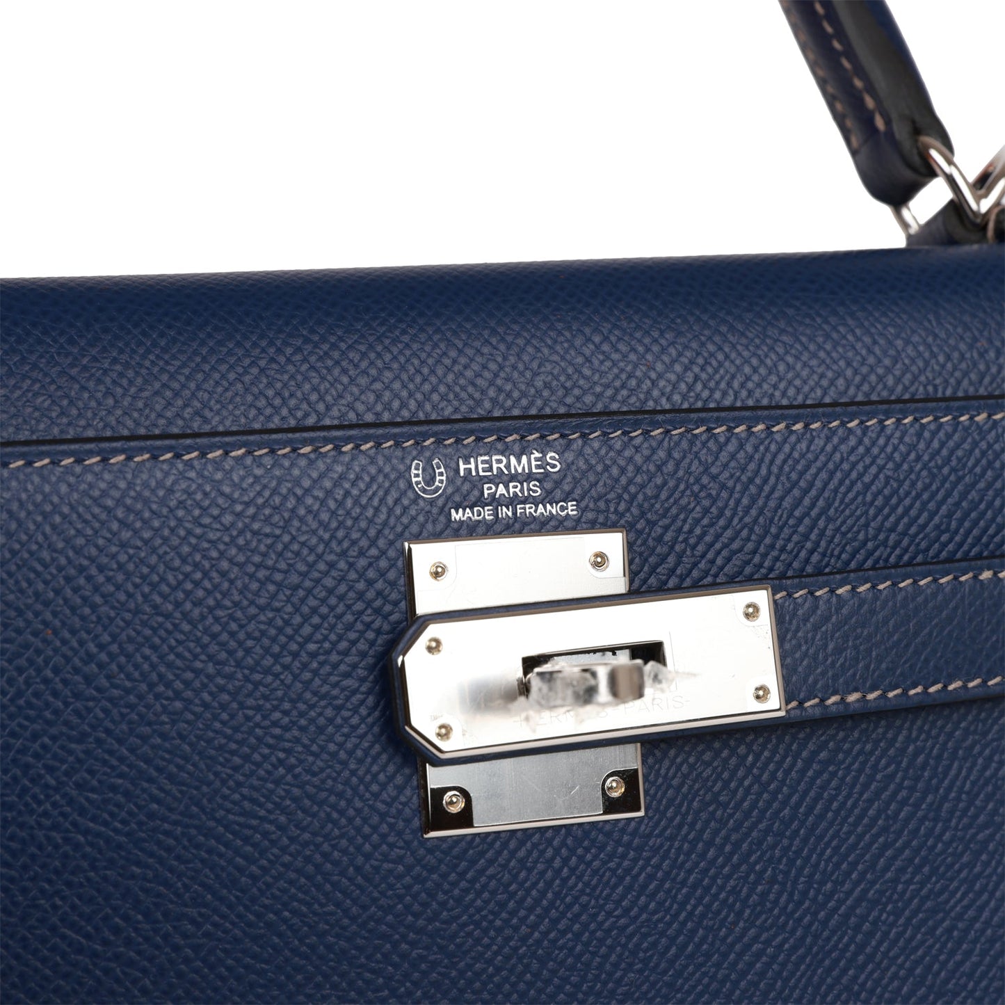 Hermes Special Order (HSS) Kelly 28 Sellier Bleu Indigo Epsom Palladium Hardware