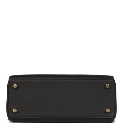 Hermes Kelly 25 Retourne Black Swift Gold Hardware