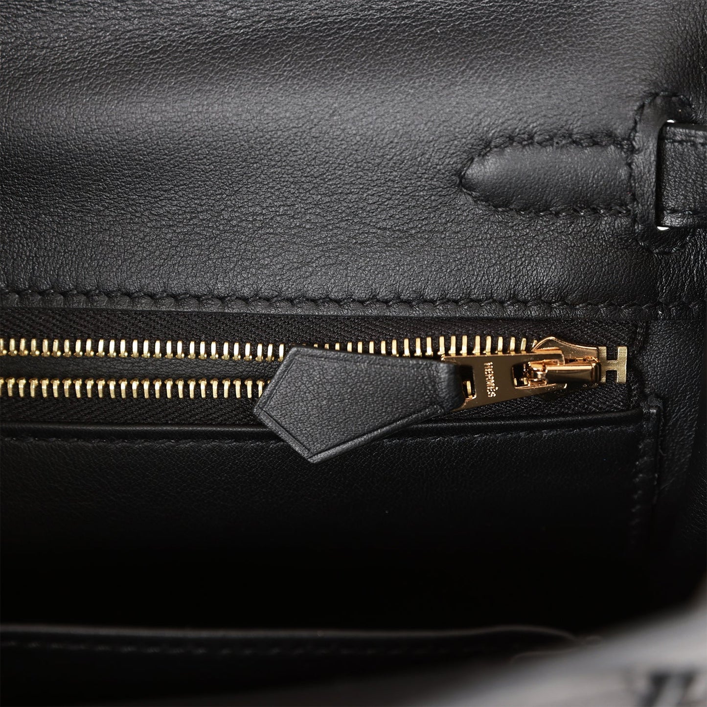 Hermes Kelly 25 Retourne Black Swift Gold Hardware