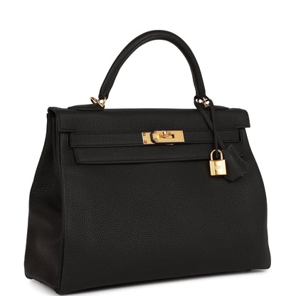 Hermes Kelly 32 Retourne Black Togo Gold Hardware