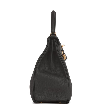 Hermes Kelly 32 Retourne Black Togo Gold Hardware
