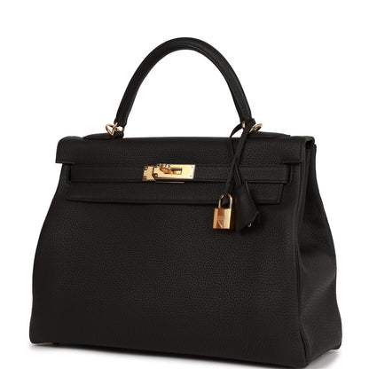 Hermes Kelly 32 Retourne Black Togo Gold Hardware