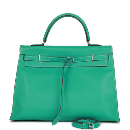 Hermes Kelly 35 Flat Lagoon Swift Palladium Hardware