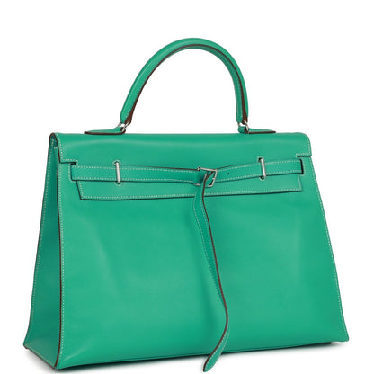 Hermes Kelly 35 Flat Lagoon Swift Palladium Hardware