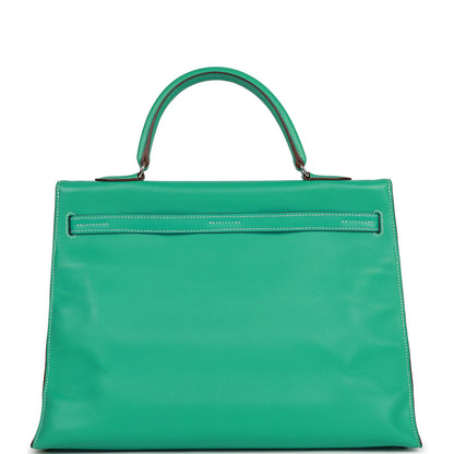 Hermes Kelly 35 Flat Lagoon Swift Palladium Hardware