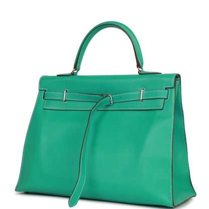 Hermes Kelly 35 Flat Lagoon Swift Palladium Hardware