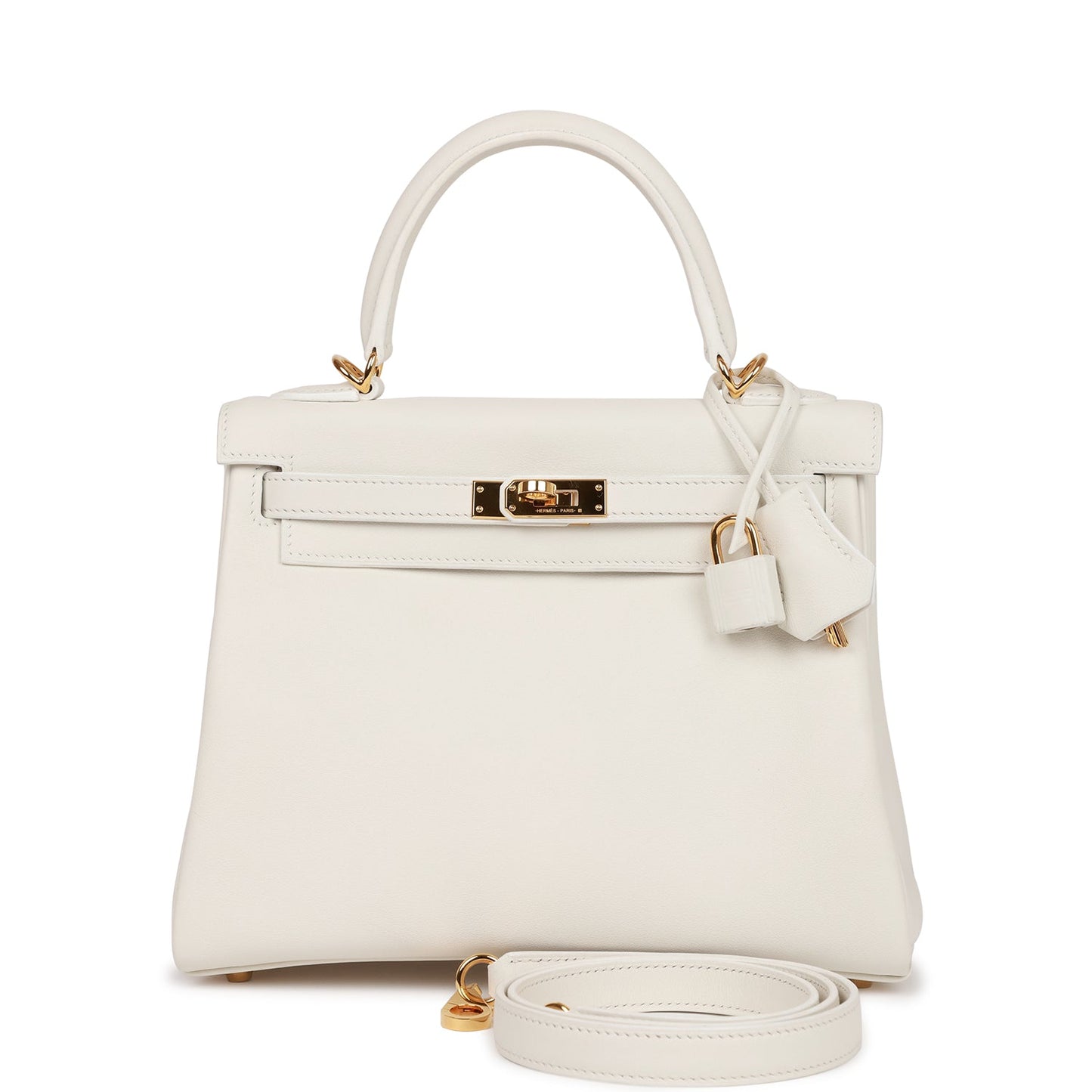Hermes Kelly 25 Retourne White Swift Gold Hardware