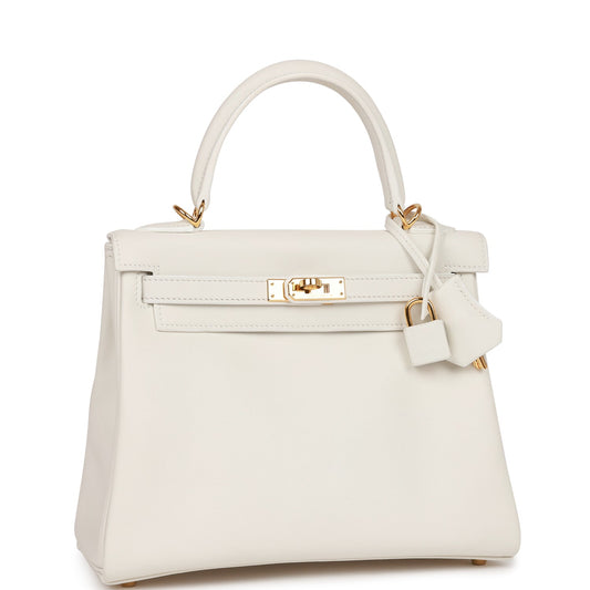 Hermes Kelly 25 Retourne White Swift Gold Hardware