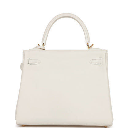 Hermes Kelly 25 Retourne White Swift Gold Hardware