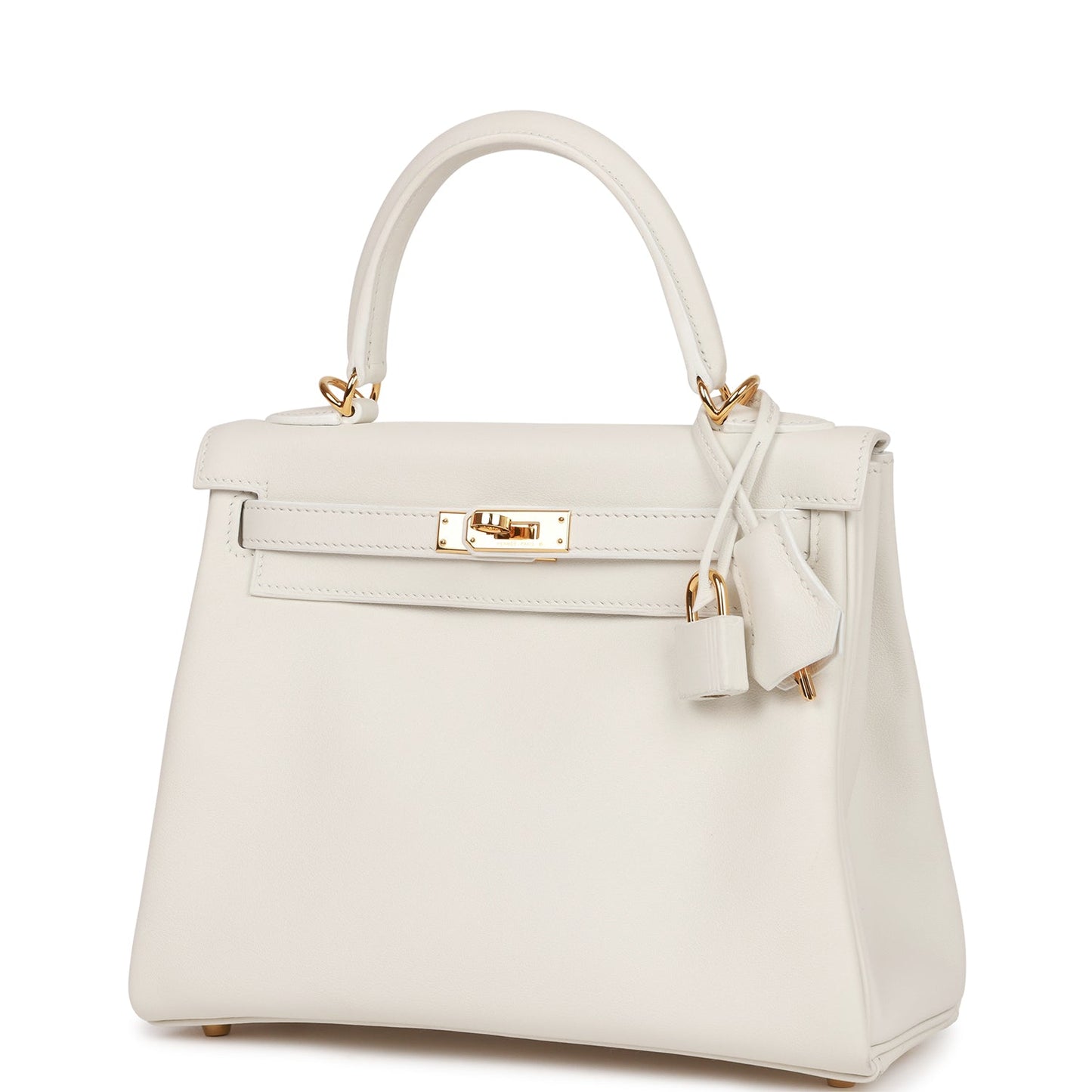 Hermes Kelly 25 Retourne White Swift Gold Hardware