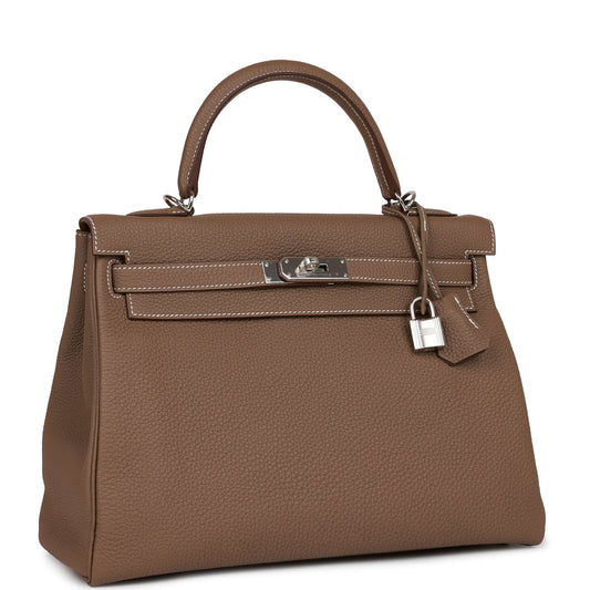 Hermes Kelly 32 Retourne Etoupe Togo Palladium Hardware