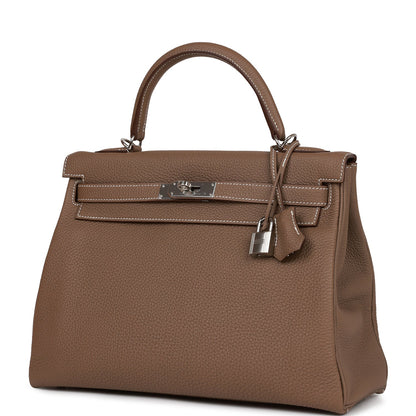 Hermes Kelly 32 Retourne Etoupe Togo Palladium Hardware