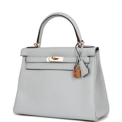 Hermes Kelly 28 Retourne Bleu Pale Clemence Gold Hardware