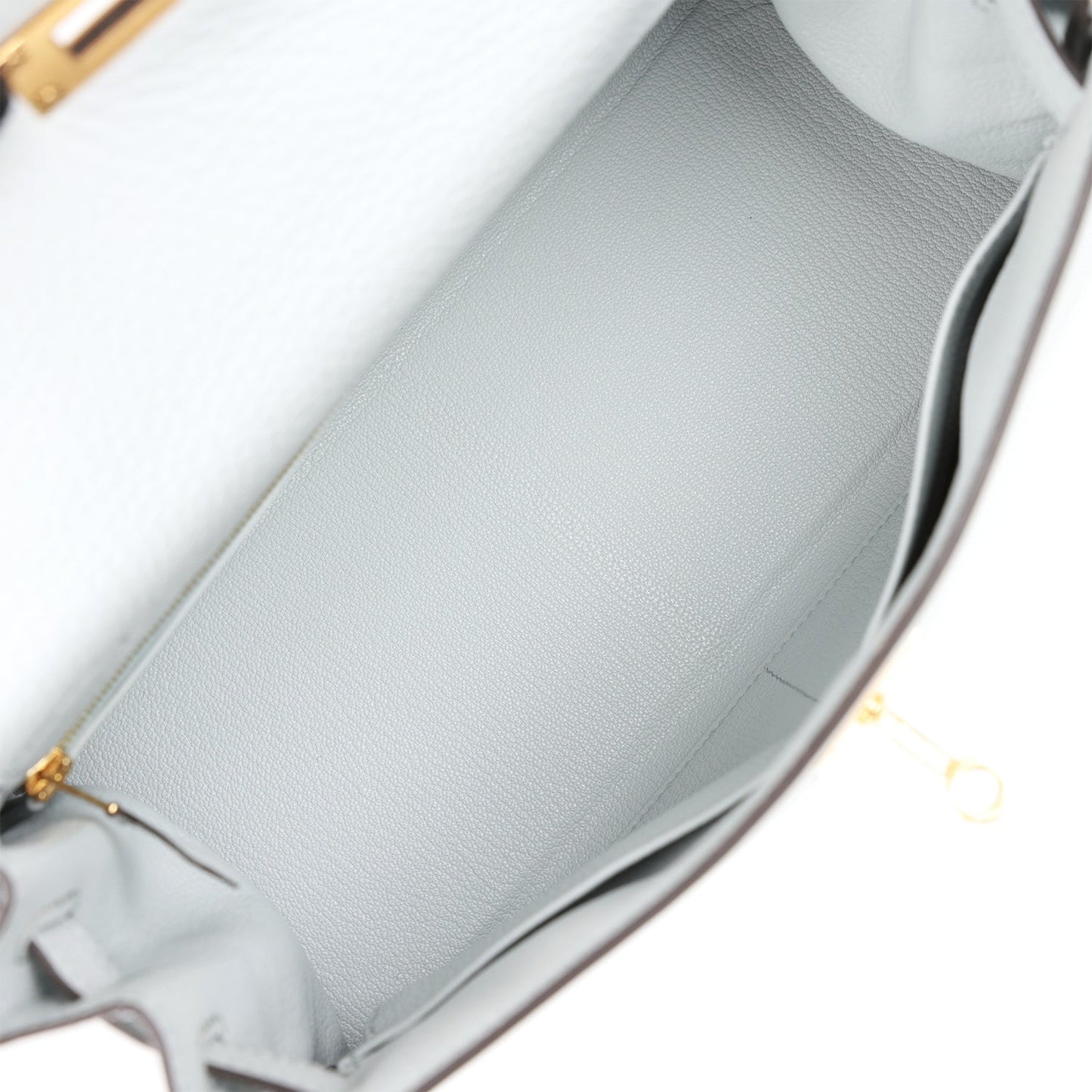 Hermes Kelly 28 Retourne Bleu Pale Clemence Gold Hardware