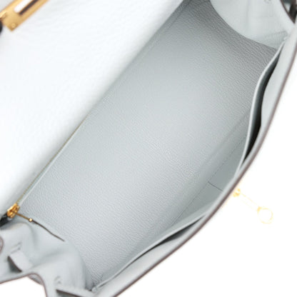 Hermes Kelly 28 Retourne Bleu Pale Clemence Gold Hardware