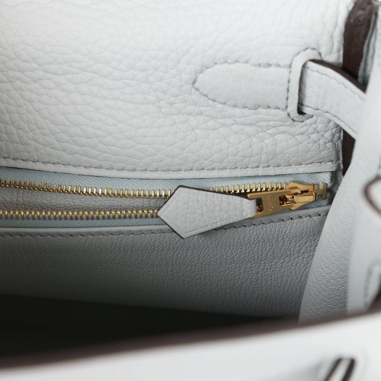 Hermes Kelly 28 Retourne Bleu Pale Clemence Gold Hardware