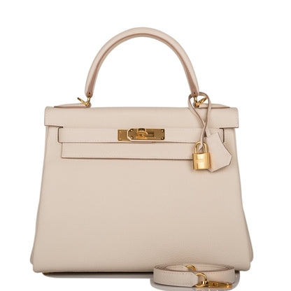 Hermes Kelly 28 Retourne Craie Togo Gold Hardware