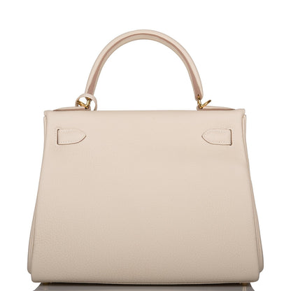 Hermes Kelly 28 Retourne Craie Togo Gold Hardware