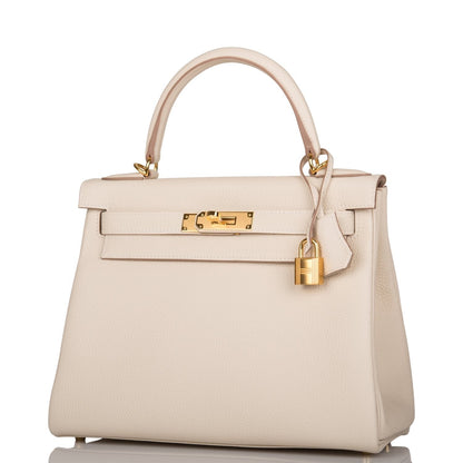 Hermes Kelly 28 Retourne Craie Togo Gold Hardware
