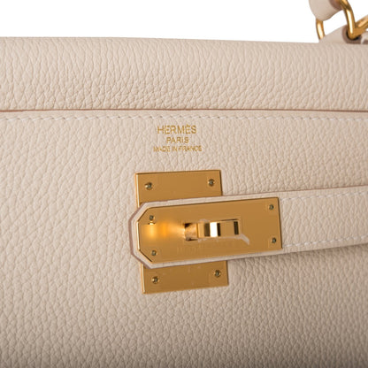 Hermes Kelly 28 Retourne Craie Togo Gold Hardware