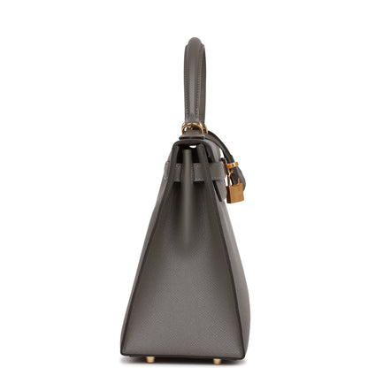 Hermes Kelly 28 Sellier Gris Meyer Epsom Gold Hardware