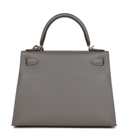 Hermes Kelly 28 Sellier Gris Meyer Epsom Gold Hardware