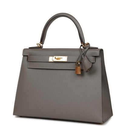 Hermes Kelly 28 Sellier Gris Meyer Epsom Gold Hardware