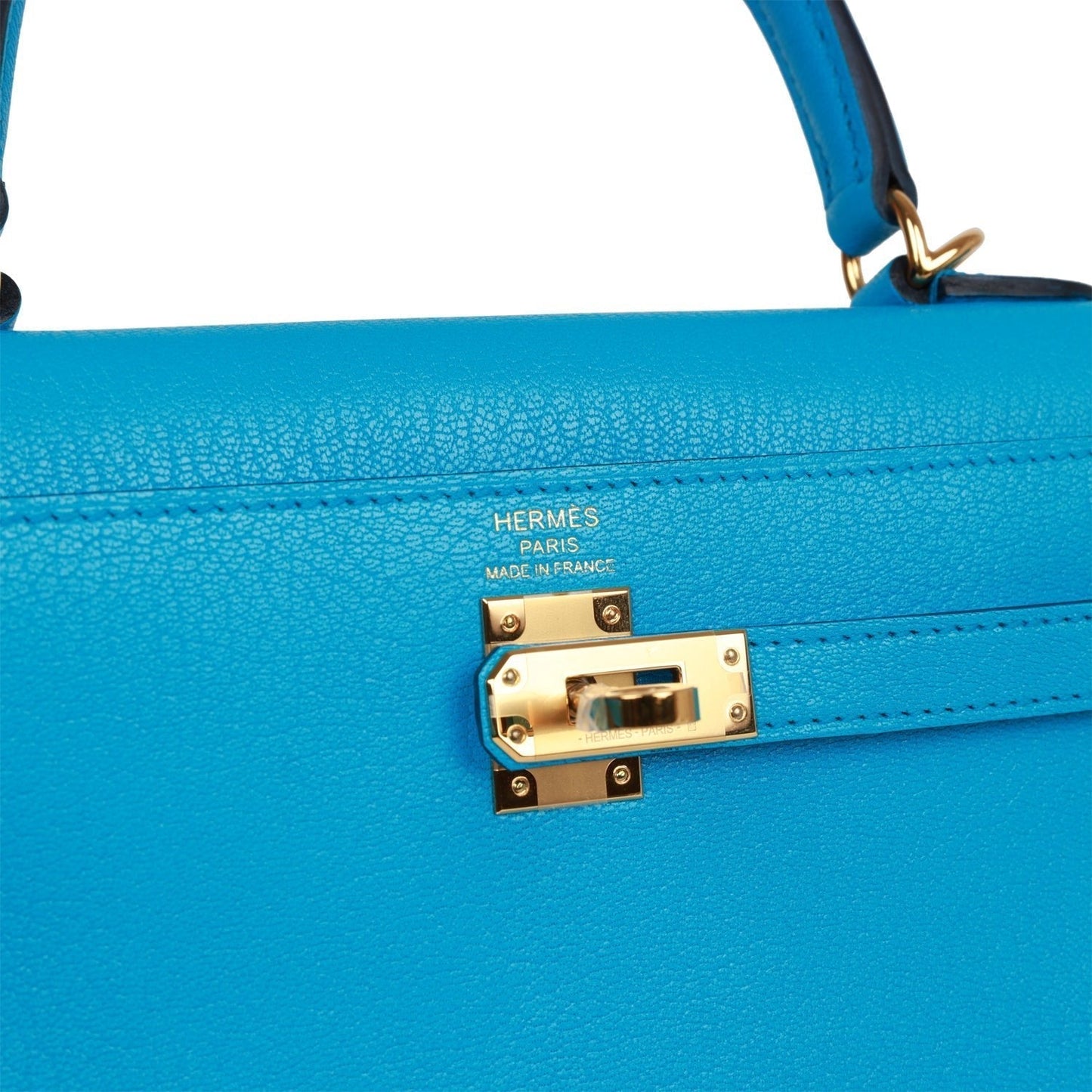 Hermes Kelly 25 Sellier Bleu Frida Chevre Gold Hardware