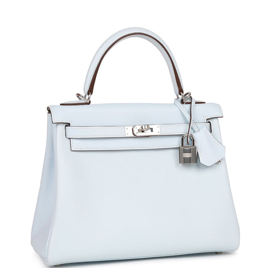 Hermes Kelly 25 Retourne Bleu Brume Swift Palladium Hardware