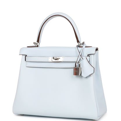 Hermes Kelly 25 Retourne Bleu Brume Swift Palladium Hardware