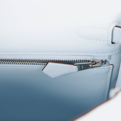 Hermes Kelly 25 Retourne Bleu Brume Swift Palladium Hardware
