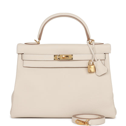 Hermes Kelly 32 Retourne Craie Togo Gold Hardware
