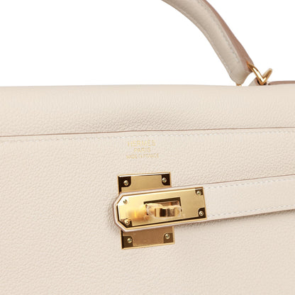 Hermes Kelly 32 Retourne Craie Togo Gold Hardware