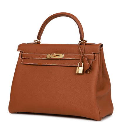 Hermes Kelly 32 Retourne Gold Togo Gold Hardware
