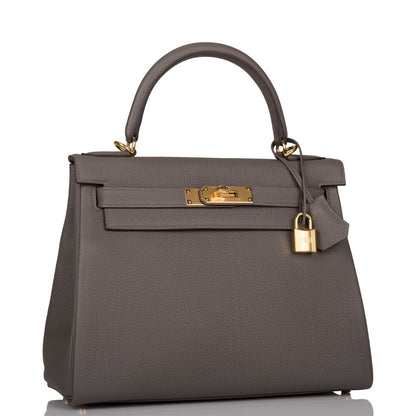 Hermes Kelly 28 Retourne Etain Togo Gold Hardware