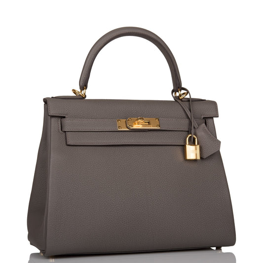 Hermes Kelly 28 Retourne Etain Togo Gold Hardware